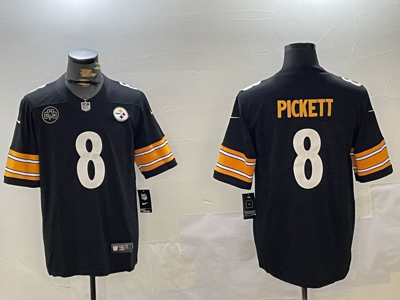 Men Pittsburgh Steelers #8 Pickett Black Second generation 2024 Nike Limited NFL Jersey style 9->pittsburgh steelers->NFL Jersey